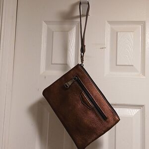 Aimee Kestenberg metallic leather wristlet w.chargers